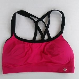 Lily of France Strappy Cross Back Mesh Sports Bra L Pink Black